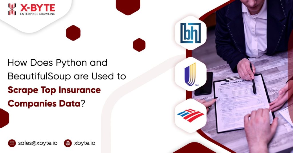 how does python and beautifulsoup are used to scrape top insurance companies data