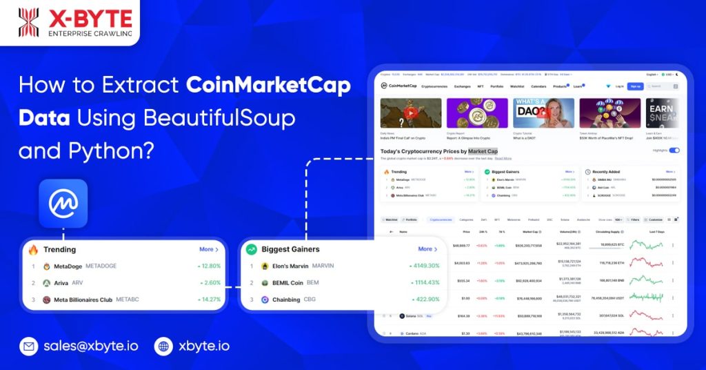 how to extract coinmarketcap data using beautifulsoup and python