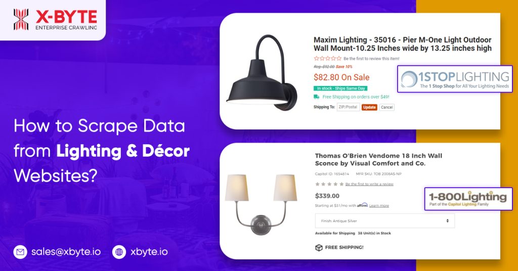 how to scrape data from lighting decor websites