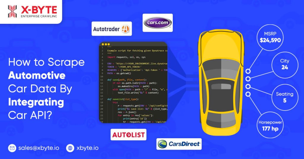scraping automotive car sales data by integrating car api