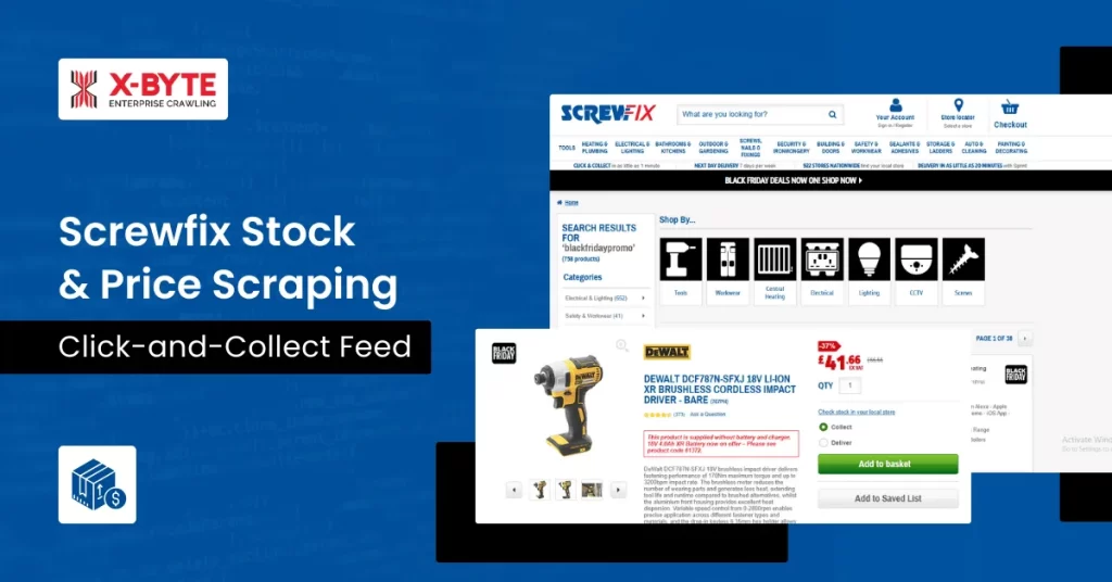 Screwfix Stock & Price Scraping Click-and-Collect Feed